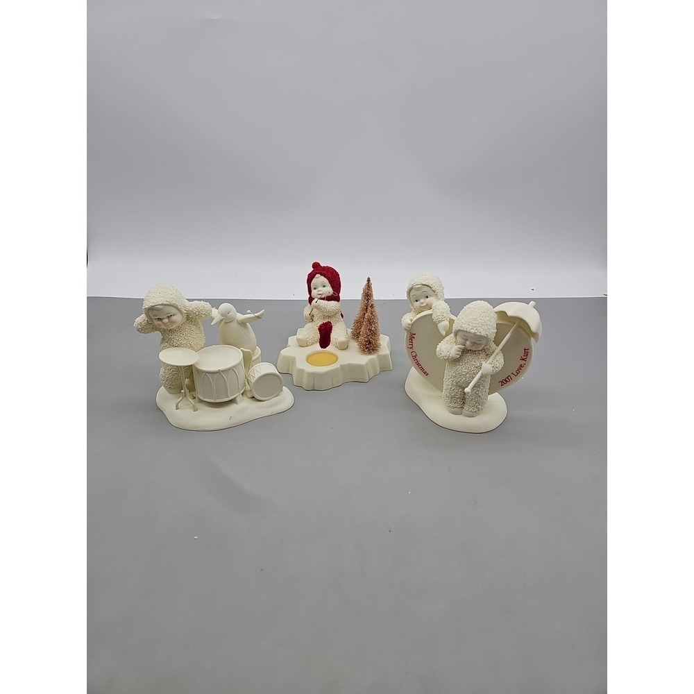 Snowbabies Dept 56 lot of 3 Porcelain Collectibles Christmas themed Fishing